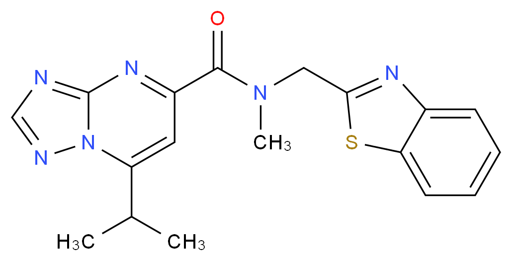N-(1,3-benzothiazol-2-ylmethyl)-7-isopropyl-N-methyl[1,2,4]triazolo[1,5-a]pyrimidine-5-carboxamide_分子结构_CAS_)