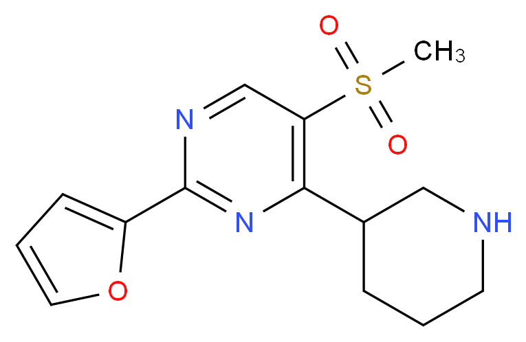 2-(2-furyl)-5-(methylsulfonyl)-4-piperidin-3-ylpyrimidine_分子结构_CAS_)