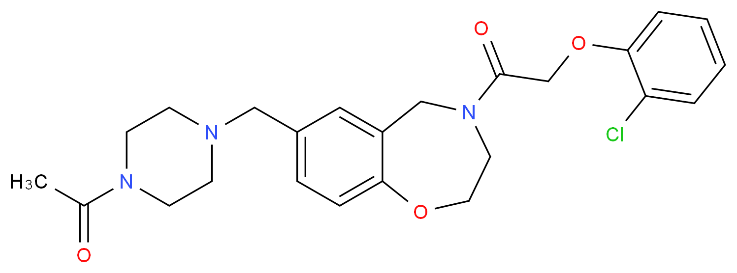 7-[(4-acetyl-1-piperazinyl)methyl]-4-[(2-chlorophenoxy)acetyl]-2,3,4,5-tetrahydro-1,4-benzoxazepine_分子结构_CAS_)