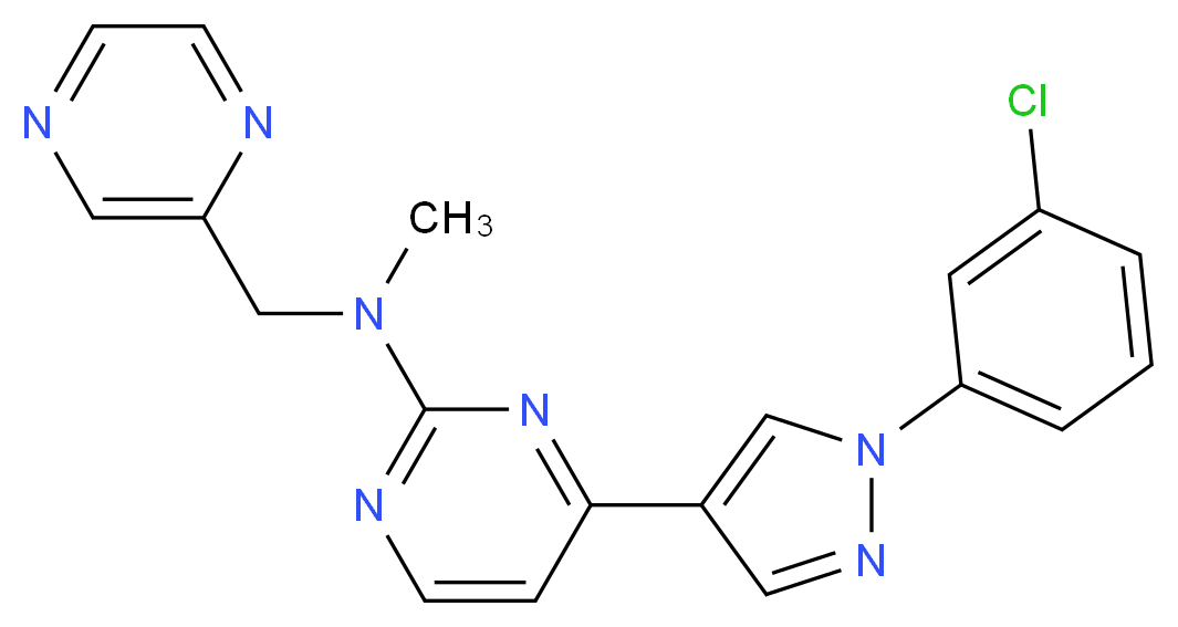 4-[1-(3-chlorophenyl)-1H-pyrazol-4-yl]-N-methyl-N-(2-pyrazinylmethyl)-2-pyrimidinamine_分子结构_CAS_)