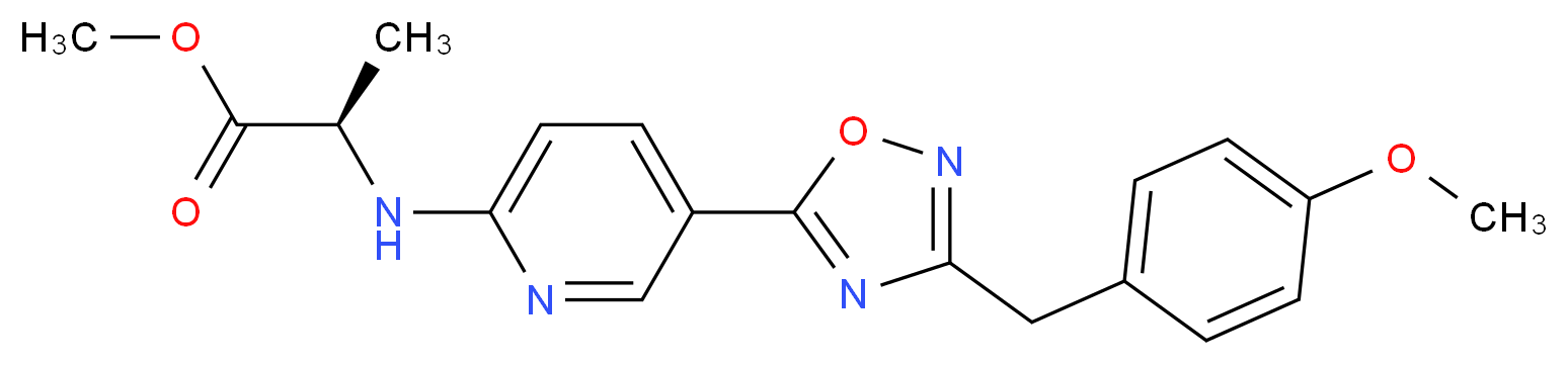 methyl N-{5-[3-(4-methoxybenzyl)-1,2,4-oxadiazol-5-yl]-2-pyridinyl}-D-alaninate_分子结构_CAS_)