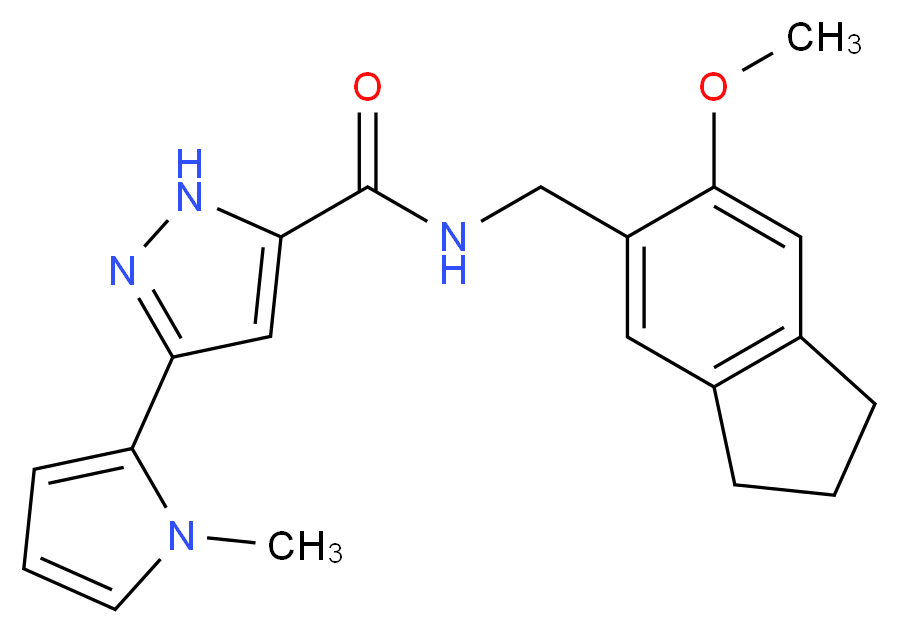 N-[(6-methoxy-2,3-dihydro-1H-inden-5-yl)methyl]-3-(1-methyl-1H-pyrrol-2-yl)-1H-pyrazole-5-carboxamide_分子结构_CAS_)