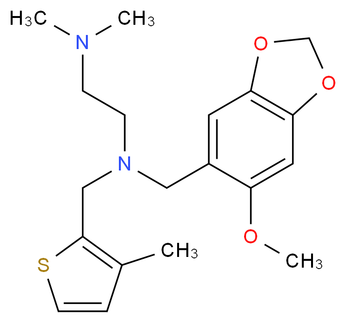 N-[(6-methoxy-1,3-benzodioxol-5-yl)methyl]-N',N'-dimethyl-N-[(3-methyl-2-thienyl)methyl]ethane-1,2-diamine_分子结构_CAS_)