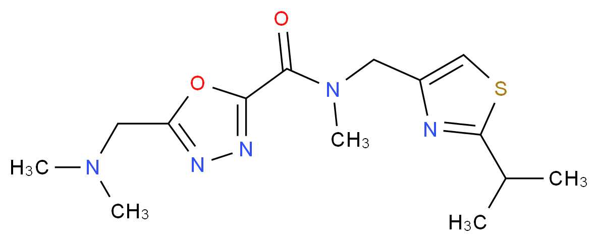 5-[(dimethylamino)methyl]-N-[(2-isopropyl-1,3-thiazol-4-yl)methyl]-N-methyl-1,3,4-oxadiazole-2-carboxamide_分子结构_CAS_)