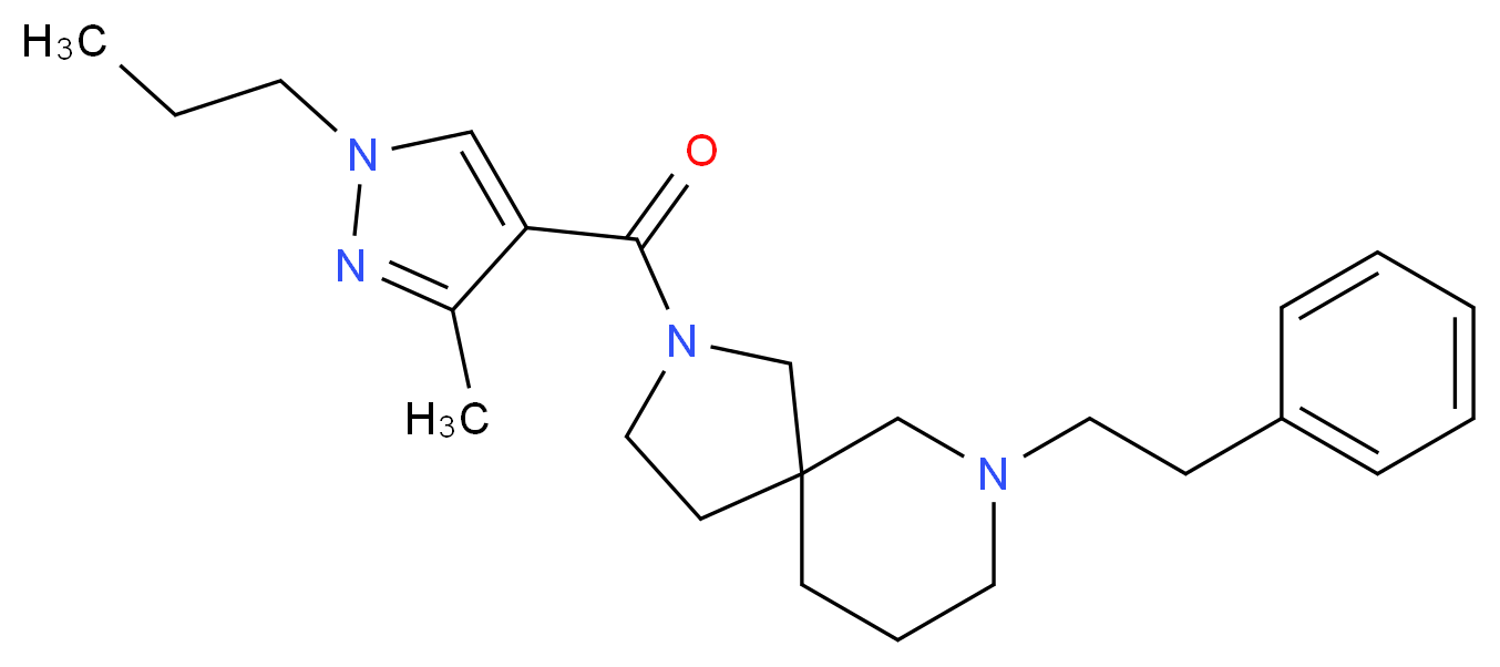 2-[(3-methyl-1-propyl-1H-pyrazol-4-yl)carbonyl]-7-(2-phenylethyl)-2,7-diazaspiro[4.5]decane_分子结构_CAS_)