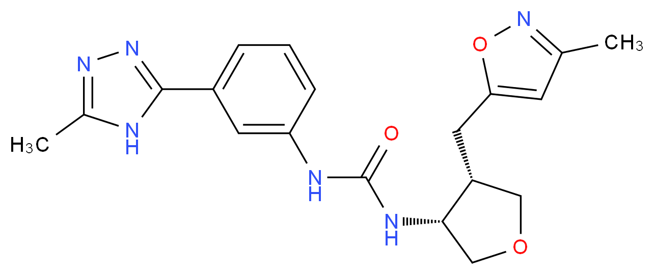 N-{(3R*,4S*)-4-[(3-methylisoxazol-5-yl)methyl]tetrahydrofuran-3-yl}-N'-[3-(5-methyl-4H-1,2,4-triazol-3-yl)phenyl]urea_分子结构_CAS_)