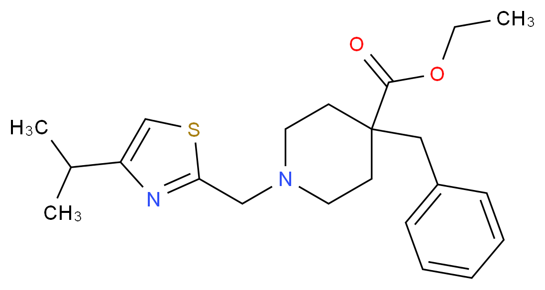 ethyl 4-benzyl-1-[(4-isopropyl-1,3-thiazol-2-yl)methyl]-4-piperidinecarboxylate_分子结构_CAS_)