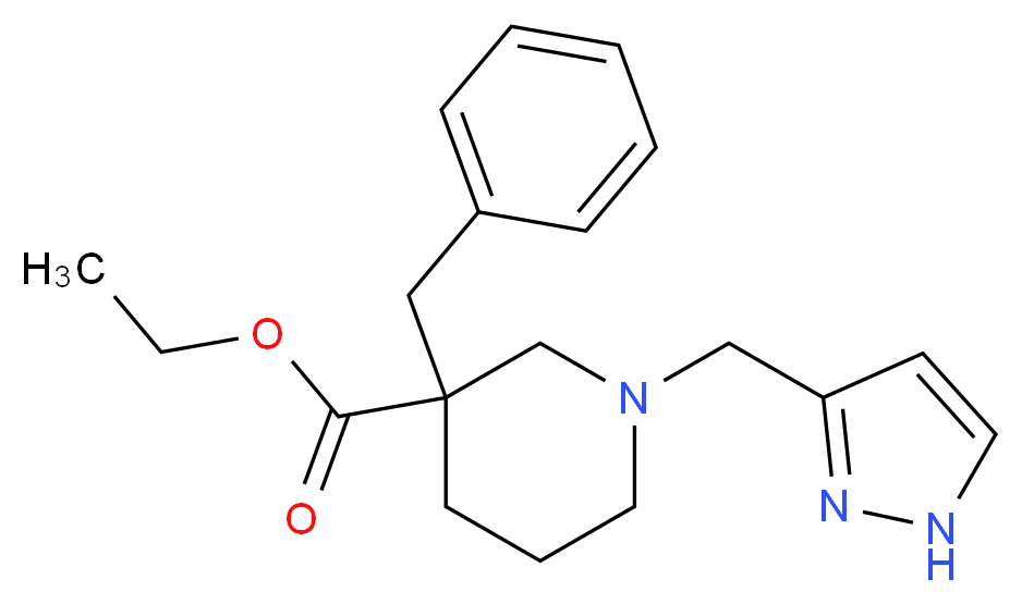 ethyl 3-benzyl-1-(1H-pyrazol-3-ylmethyl)-3-piperidinecarboxylate_分子结构_CAS_)