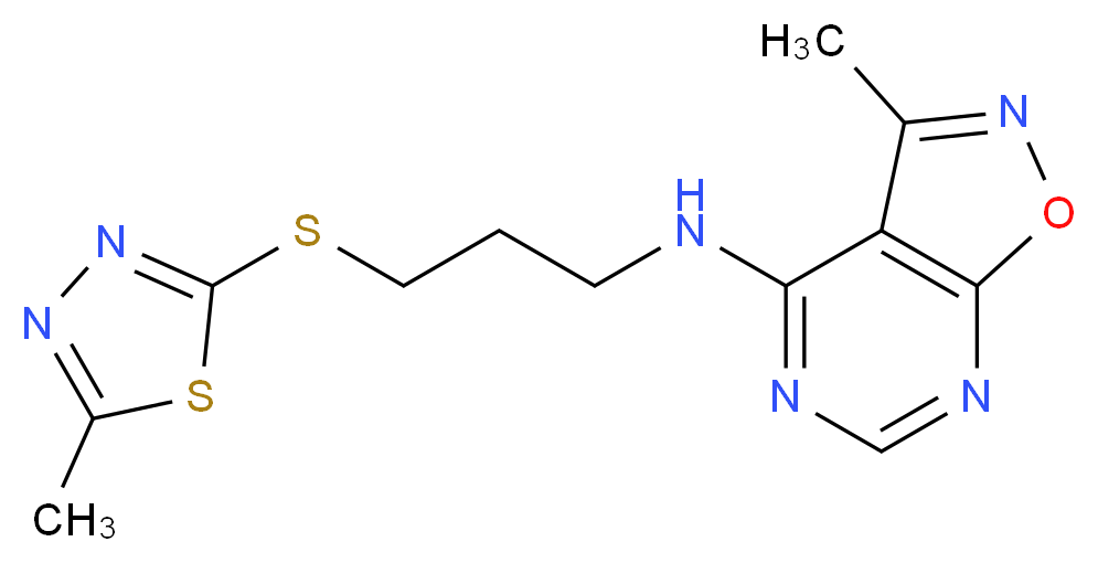 3-methyl-N-{3-[(5-methyl-1,3,4-thiadiazol-2-yl)thio]propyl}isoxazolo[5,4-d]pyrimidin-4-amine_分子结构_CAS_)