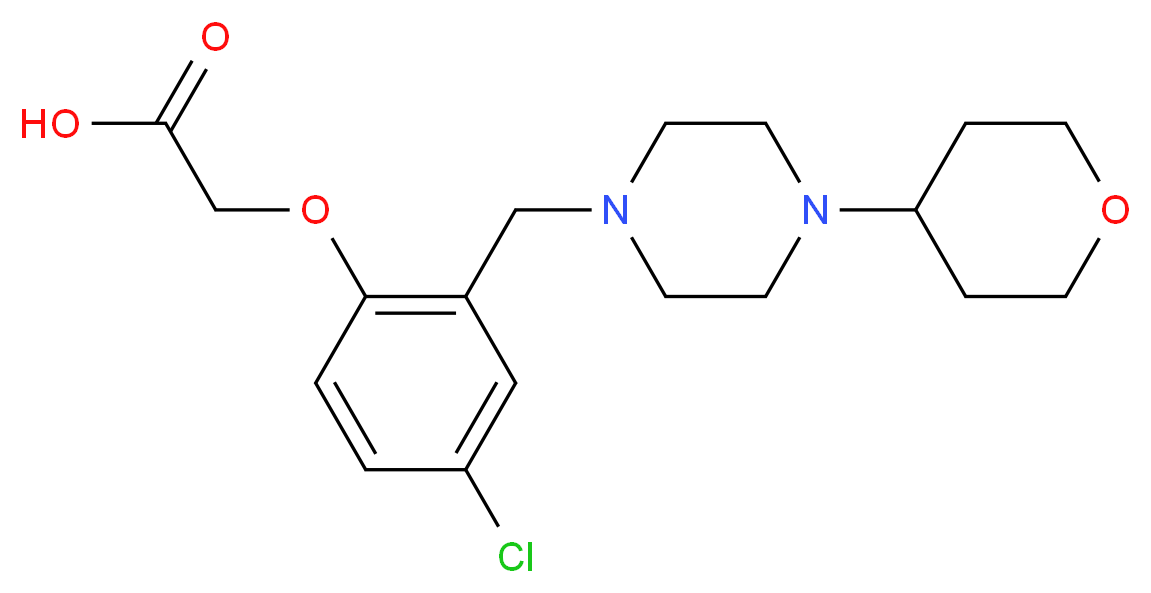 (4-chloro-2-{[4-(tetrahydro-2H-pyran-4-yl)piperazin-1-yl]methyl}phenoxy)acetic acid_分子结构_CAS_)