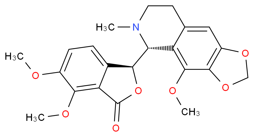 (3S)-6,7-dimethoxy-3-[(5R)-4-methoxy-6-methyl-2H,5H,6H,7H,8H-[1,3]dioxolo[4,5-g]isoquinolin-5-yl]-1,3-dihydro-2-benzofuran-1-one_分子结构_CAS_128-62-1