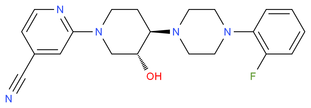 2-{(3R*,4R*)-4-[4-(2-fluorophenyl)-1-piperazinyl]-3-hydroxy-1-piperidinyl}isonicotinonitrile_分子结构_CAS_)