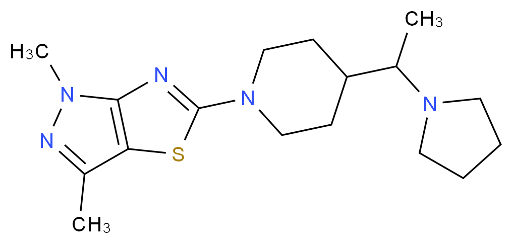 1,3-dimethyl-5-[4-(1-pyrrolidin-1-ylethyl)piperidin-1-yl]-1H-pyrazolo[3,4-d][1,3]thiazole_分子结构_CAS_)