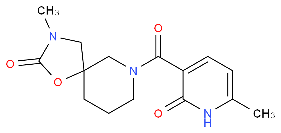 3-methyl-7-[(6-methyl-2-oxo-1,2-dihydro-3-pyridinyl)carbonyl]-1-oxa-3,7-diazaspiro[4.5]decan-2-one_分子结构_CAS_)