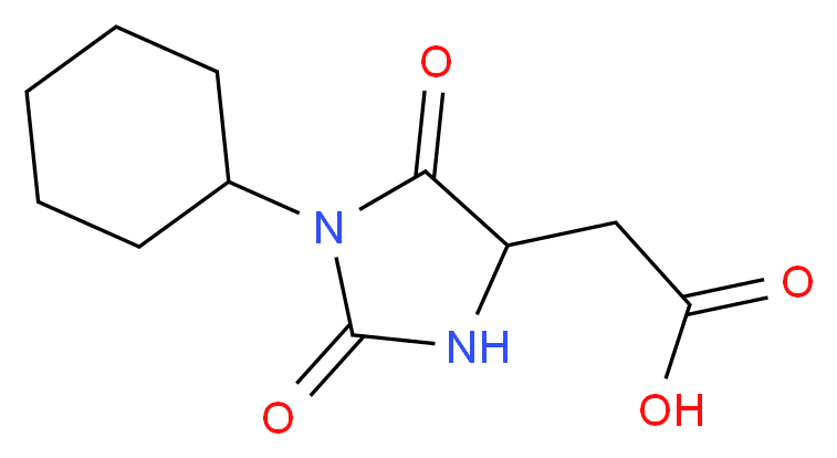 2-(1-cyclohexyl-2,5-dioxoimidazolidin-4-yl)acetic acid_分子结构_CAS_1008075-30-6