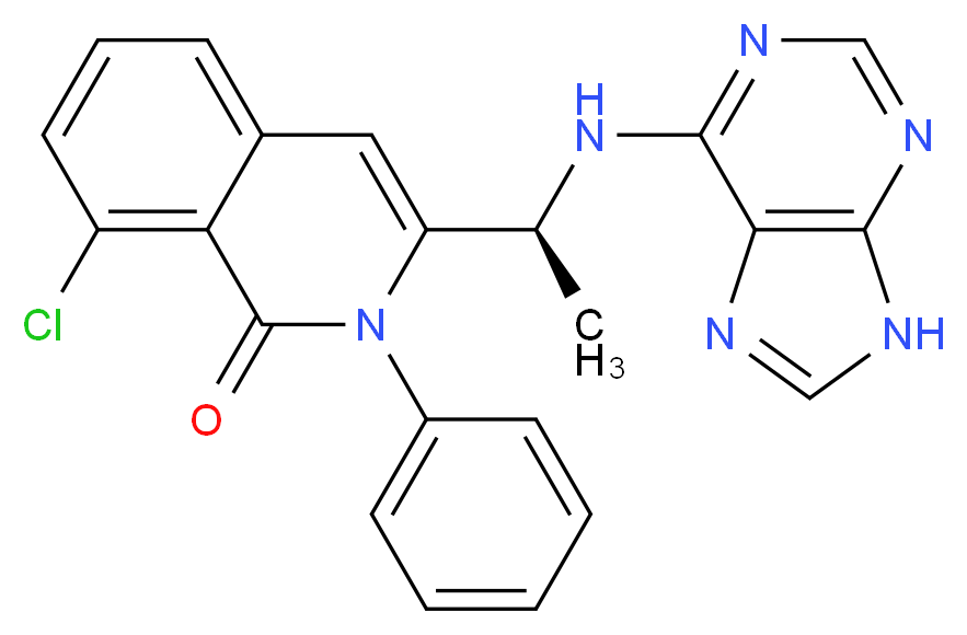 8-chloro-2-phenyl-3-[(1S)-1-[(9H-purin-6-yl)amino]ethyl]-1,2-dihydroisoquinolin-1-one_分子结构_CAS_1201438-56-3