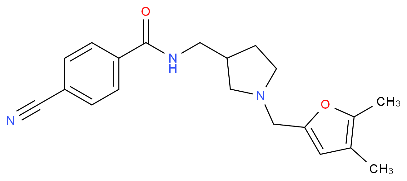 4-cyano-N-({1-[(4,5-dimethyl-2-furyl)methyl]pyrrolidin-3-yl}methyl)benzamide_分子结构_CAS_)