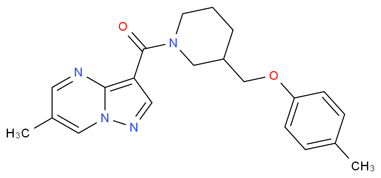 6-methyl-3-({3-[(4-methylphenoxy)methyl]-1-piperidinyl}carbonyl)pyrazolo[1,5-a]pyrimidine_分子结构_CAS_)