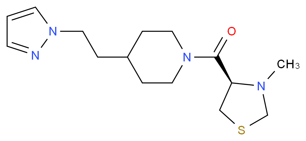 1-{[(4R)-3-methyl-1,3-thiazolidin-4-yl]carbonyl}-4-[2-(1H-pyrazol-1-yl)ethyl]piperidine_分子结构_CAS_)