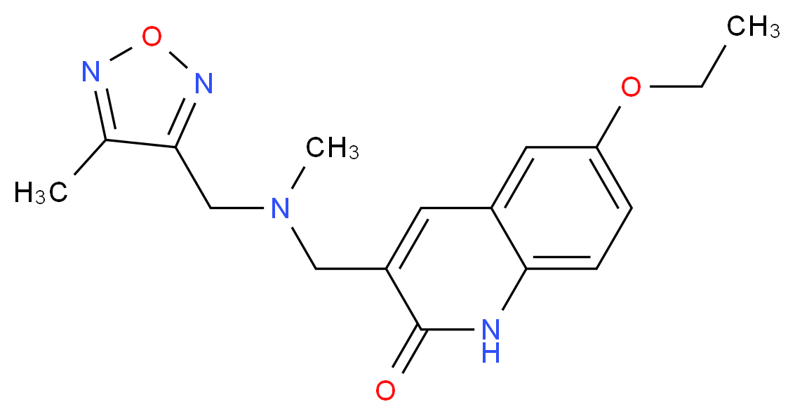 6-ethoxy-3-({methyl[(4-methyl-1,2,5-oxadiazol-3-yl)methyl]amino}methyl)quinolin-2(1H)-one_分子结构_CAS_)