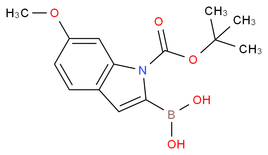 {1-[(tert-butoxy)carbonyl]-6-methoxy-1H-indol-2-yl}boronic acid_分子结构_CAS_850568-65-9