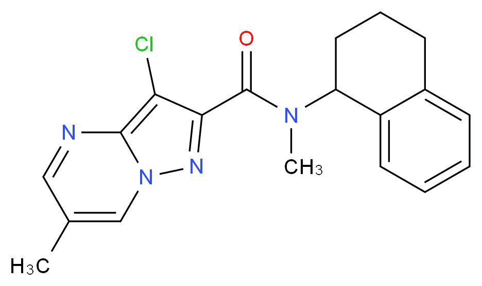 3-chloro-N,6-dimethyl-N-(1,2,3,4-tetrahydro-1-naphthalenyl)pyrazolo[1,5-a]pyrimidine-2-carboxamide_分子结构_CAS_)