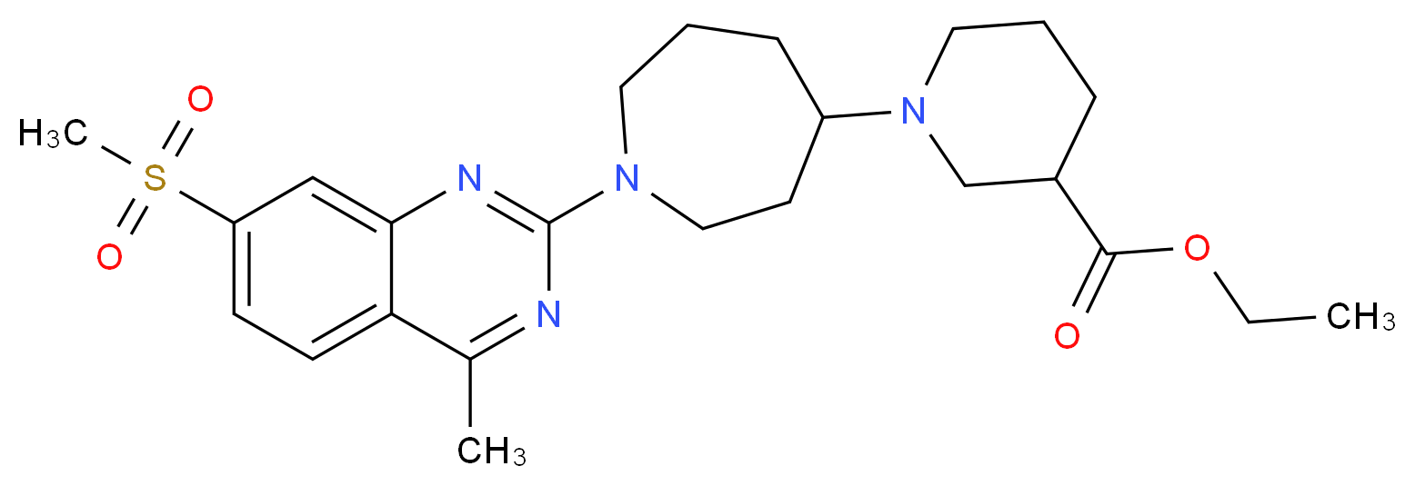 ethyl 1-{1-[4-methyl-7-(methylsulfonyl)-2-quinazolinyl]-4-azepanyl}-3-piperidinecarboxylate_分子结构_CAS_)
