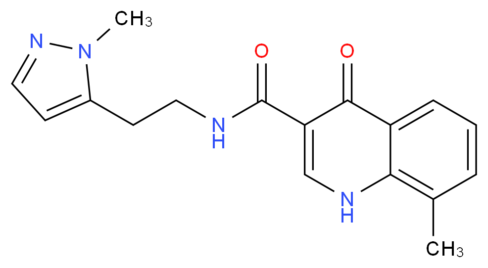 8-methyl-N-[2-(1-methyl-1H-pyrazol-5-yl)ethyl]-4-oxo-1,4-dihydroquinoline-3-carboxamide_分子结构_CAS_)