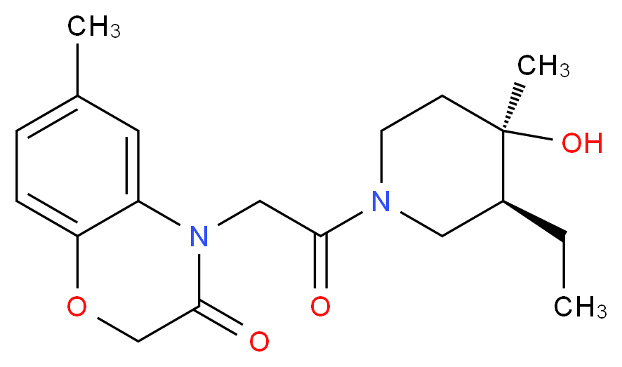 4-{2-[(3S*,4R*)-3-ethyl-4-hydroxy-4-methylpiperidin-1-yl]-2-oxoethyl}-6-methyl-2H-1,4-benzoxazin-3(4H)-one_分子结构_CAS_)