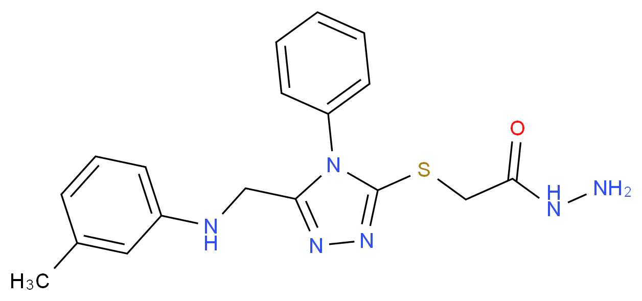 2-[(5-{[(3-Methylphenyl)amino]methyl}-4-phenyl-4H-1,2,4-triazol-3-yl)thio]acetohydrazide_分子结构_CAS_)
