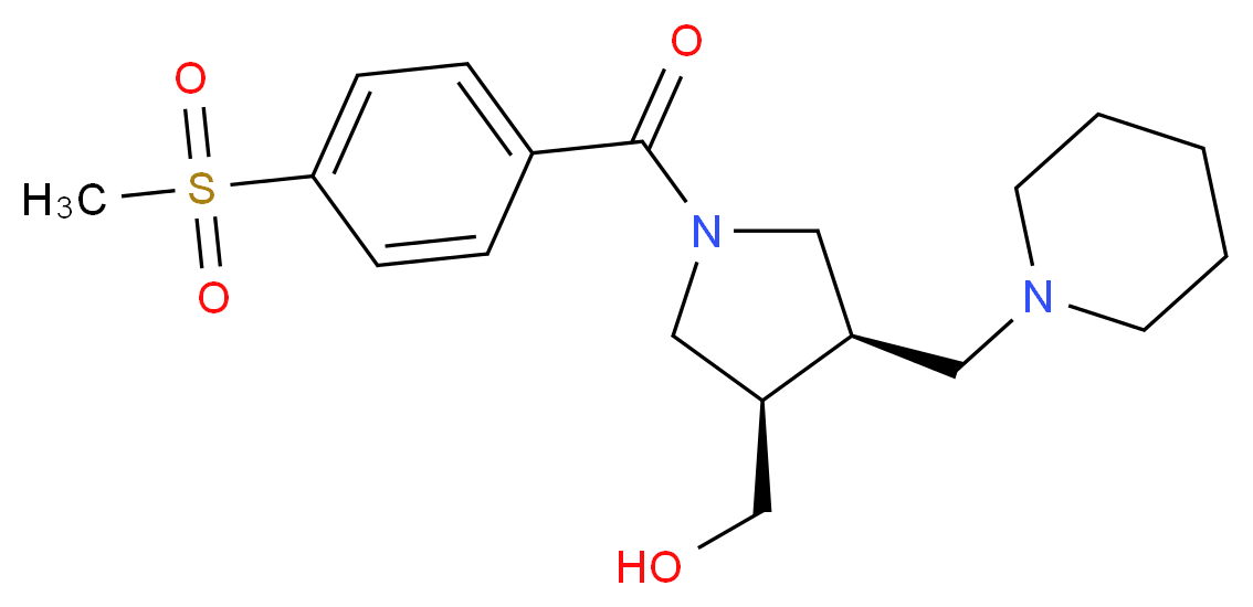 [(3R*,4R*)-1-[4-(methylsulfonyl)benzoyl]-4-(piperidin-1-ylmethyl)pyrrolidin-3-yl]methanol_分子结构_CAS_)