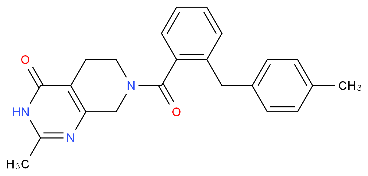 2-methyl-7-[2-(4-methylbenzyl)benzoyl]-5,6,7,8-tetrahydropyrido[3,4-d]pyrimidin-4(3H)-one_分子结构_CAS_)