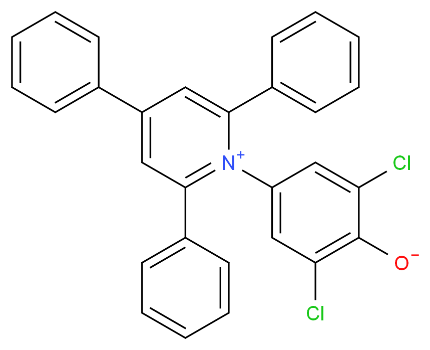 2,6-二氯-4-(2,4,6-三苯基-1-吡啶嗡)酚盐_分子结构_CAS_121792-58-3)