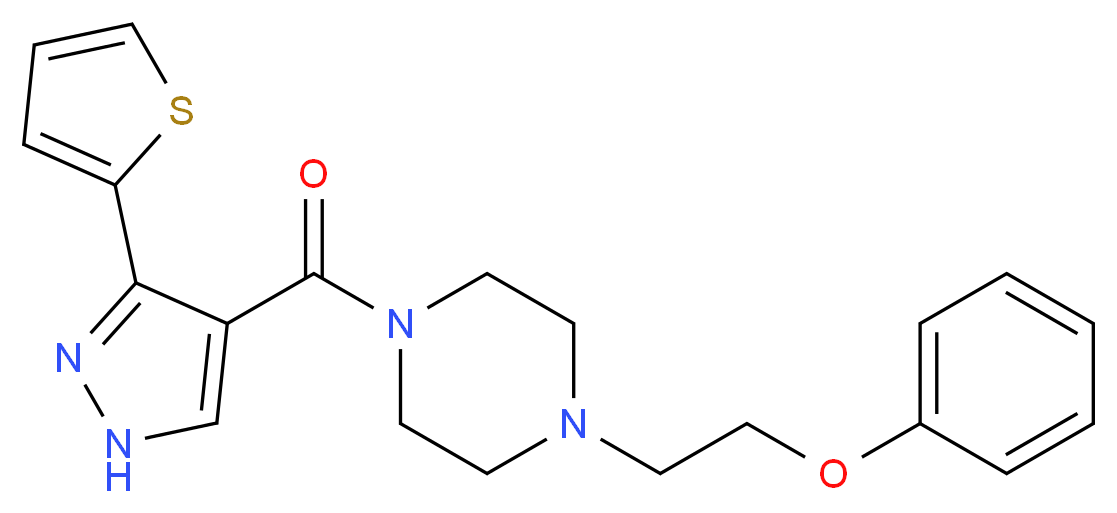 1-(2-phenoxyethyl)-4-{[3-(2-thienyl)-1H-pyrazol-4-yl]carbonyl}piperazine_分子结构_CAS_)