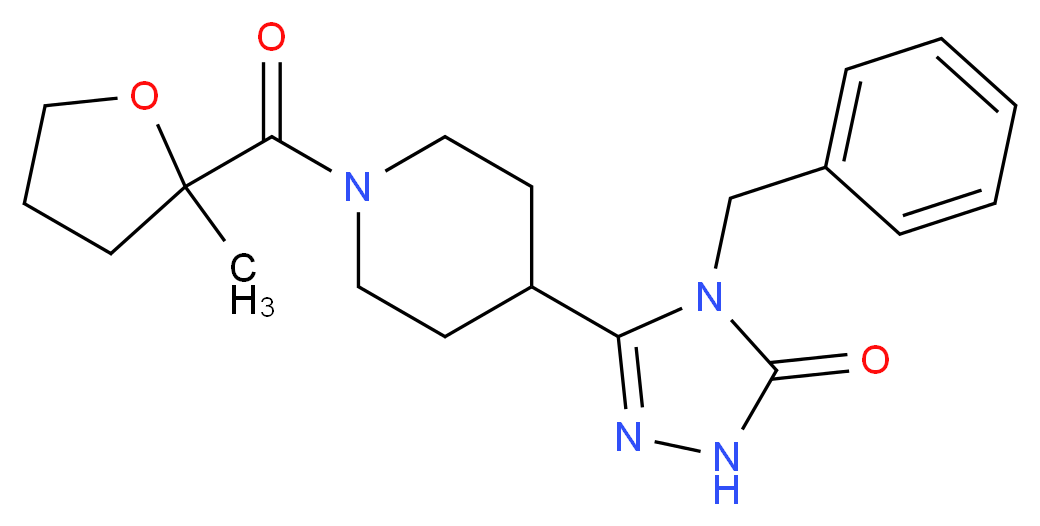 4-benzyl-5-{1-[(2-methyltetrahydrofuran-2-yl)carbonyl]piperidin-4-yl}-2,4-dihydro-3H-1,2,4-triazol-3-one_分子结构_CAS_)