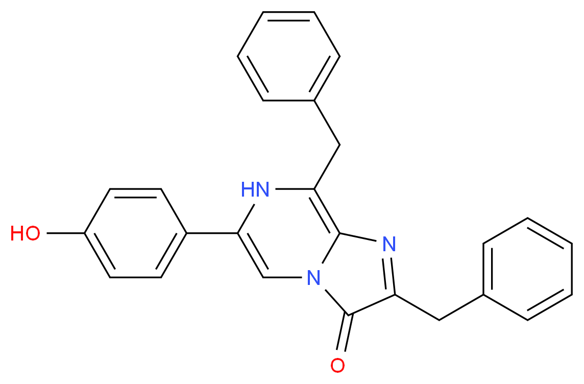 2,8-dibenzyl-6-(4-hydroxyphenyl)-3H,7H-imidazo[1,2-a]pyrazin-3-one_分子结构_CAS_50909-86-9