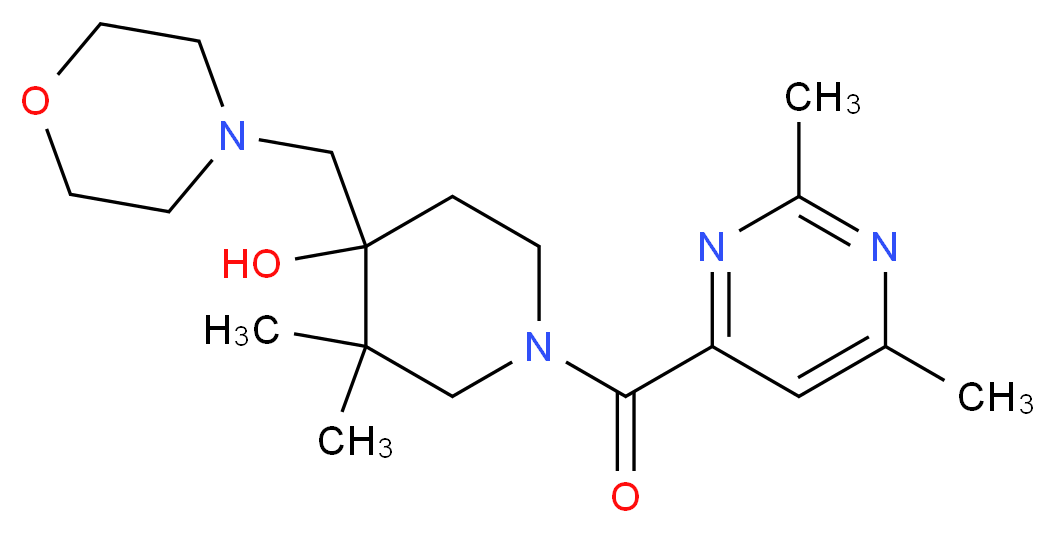 1-[(2,6-dimethylpyrimidin-4-yl)carbonyl]-3,3-dimethyl-4-(morpholin-4-ylmethyl)piperidin-4-ol_分子结构_CAS_)