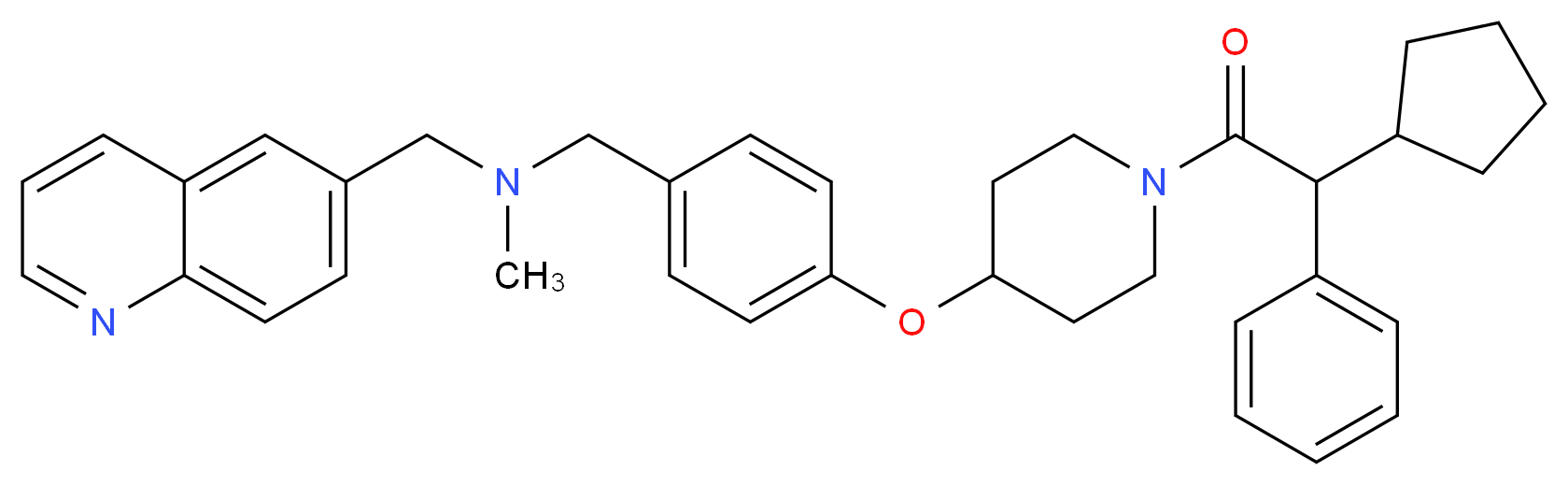 1-[4-({1-[cyclopentyl(phenyl)acetyl]-4-piperidinyl}oxy)phenyl]-N-methyl-N-(6-quinolinylmethyl)methanamine_分子结构_CAS_)