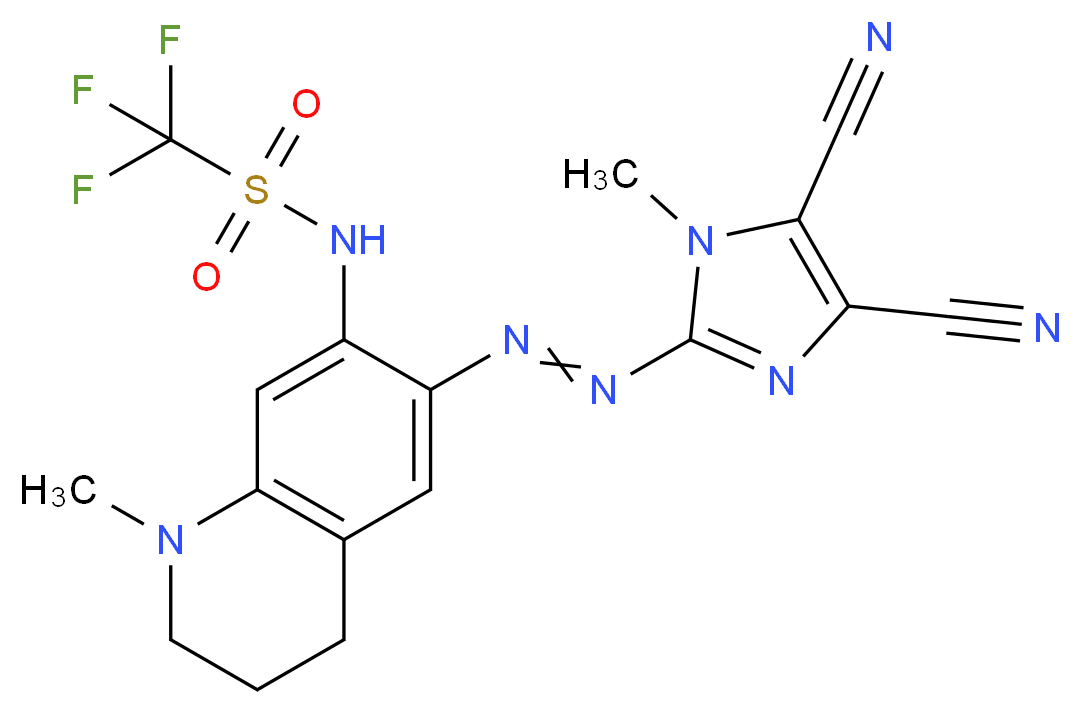 N-{6-[2-(4,5-dicyano-1-methyl-1H-imidazol-2-yl)diazen-1-yl]-1-methyl-1,2,3,4-tetrahydroquinolin-7-yl}-1,1,1-trifluoromethanesulfonamide_分子结构_CAS_848080-39-7