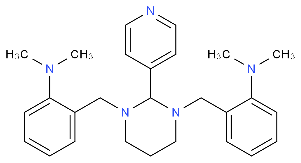 2-[(3-{[2-(dimethylamino)phenyl]methyl}-2-(pyridin-4-yl)-1,3-diazinan-1-yl)methyl]-N,N-dimethylaniline_分子结构_CAS_500579-04-4
