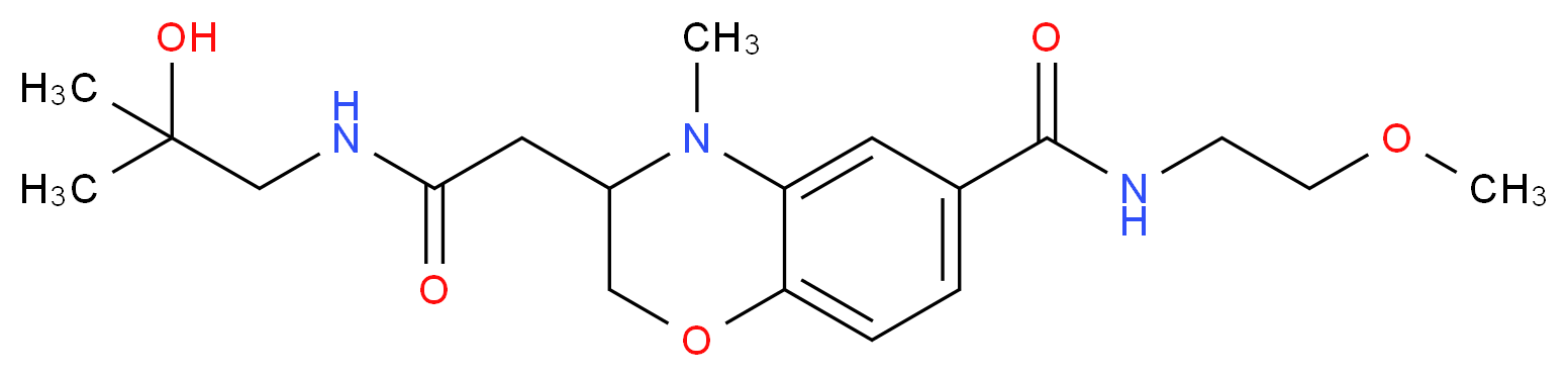 3-{2-[(2-hydroxy-2-methylpropyl)amino]-2-oxoethyl}-N-(2-methoxyethyl)-4-methyl-3,4-dihydro-2H-1,4-benzoxazine-6-carboxamide_分子结构_CAS_)