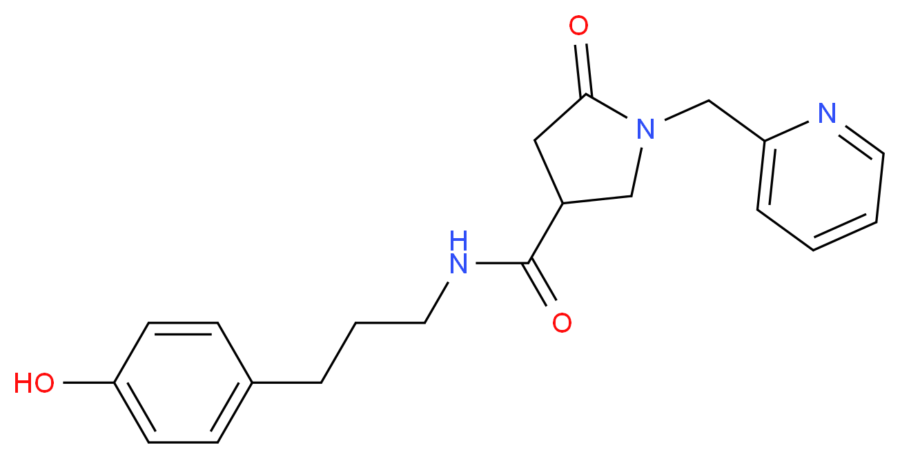 N-[3-(4-hydroxyphenyl)propyl]-5-oxo-1-(2-pyridinylmethyl)-3-pyrrolidinecarboxamide_分子结构_CAS_)