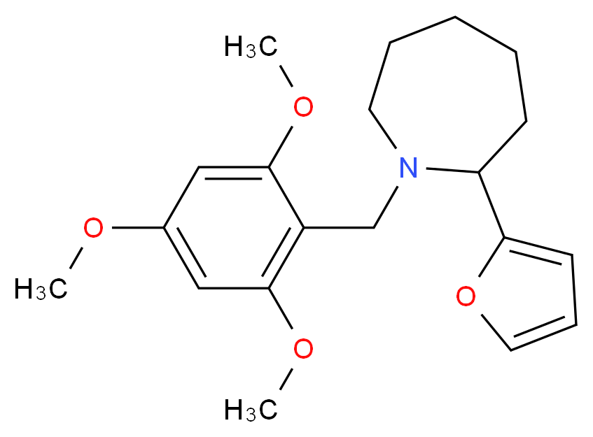 2-(2-furyl)-1-(2,4,6-trimethoxybenzyl)azepane_分子结构_CAS_)