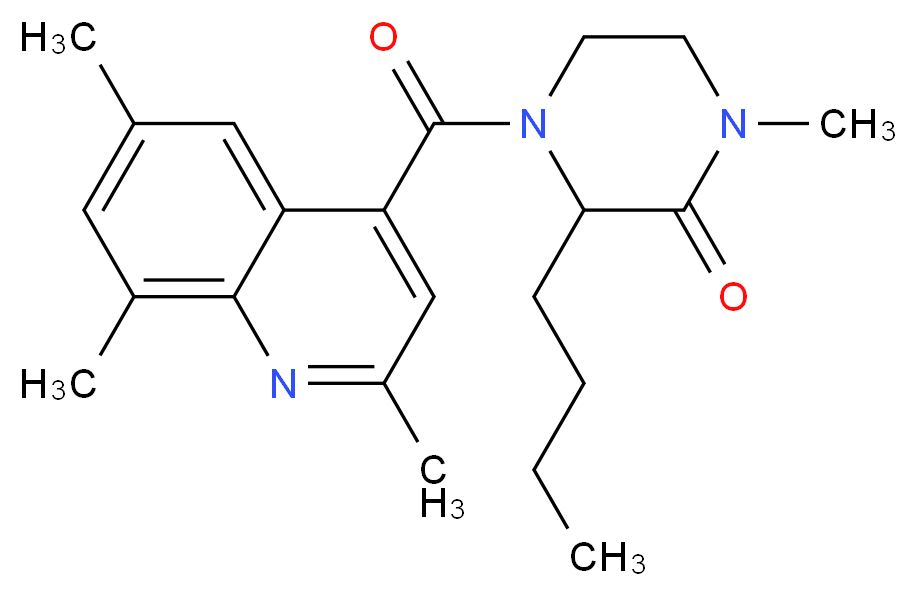 3-butyl-1-methyl-4-[(2,6,8-trimethyl-4-quinolinyl)carbonyl]-2-piperazinone_分子结构_CAS_)