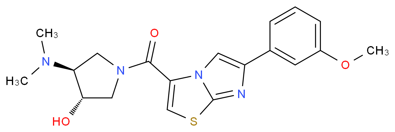 (3S*,4S*)-4-(dimethylamino)-1-{[6-(3-methoxyphenyl)imidazo[2,1-b][1,3]thiazol-3-yl]carbonyl}pyrrolidin-3-ol_分子结构_CAS_)