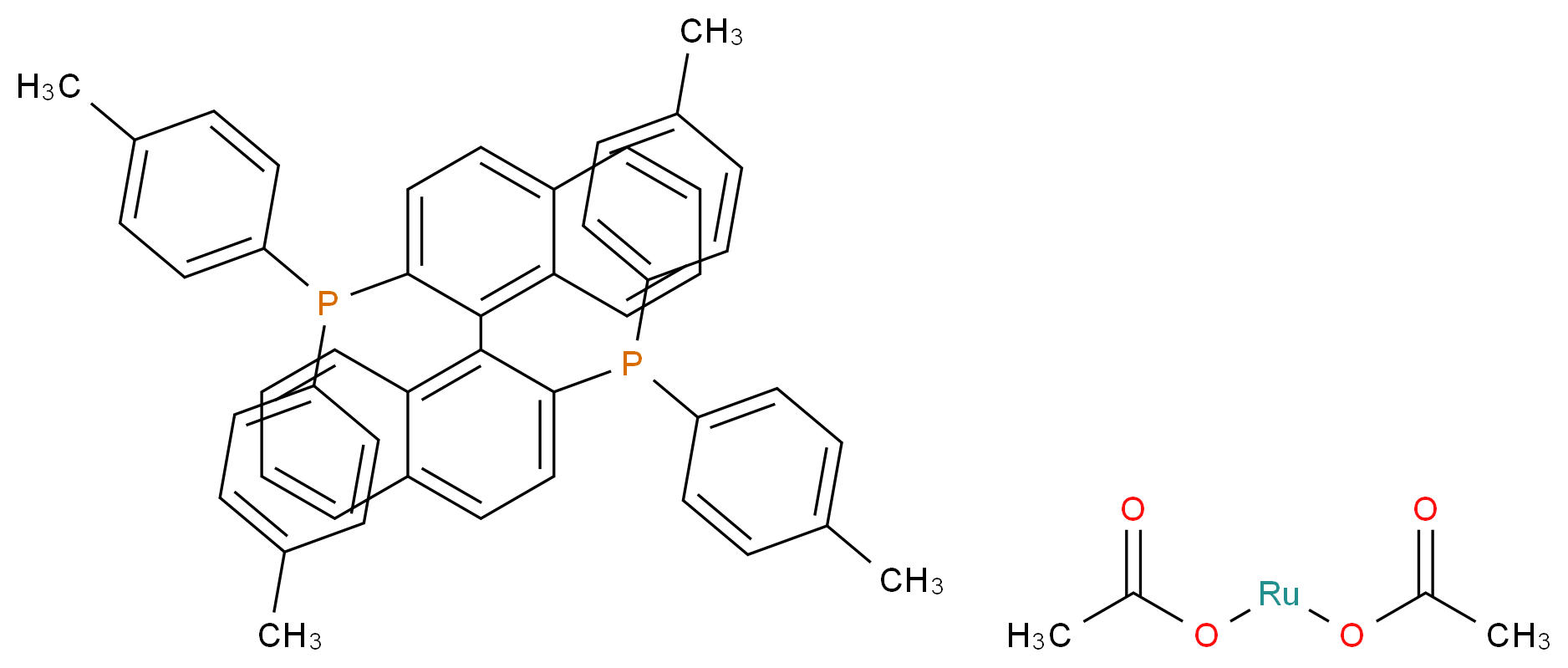 (1-{2-[bis(4-methylphenyl)phosphanyl]naphthalen-1-yl}naphthalen-2-yl)bis(4-methylphenyl)phosphane (acetyloxy)ruthenio acetate_分子结构_CAS_116128-29-1