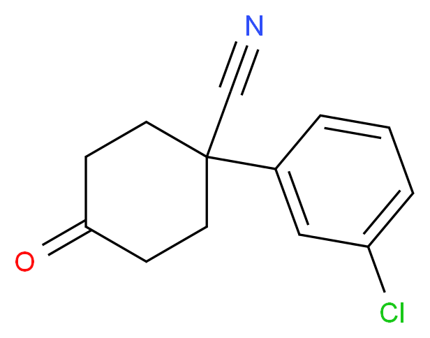 1-(3-Chlorophenyl)-4-oxocyclohexanecarbonitrile_分子结构_CAS_65619-29-6)
