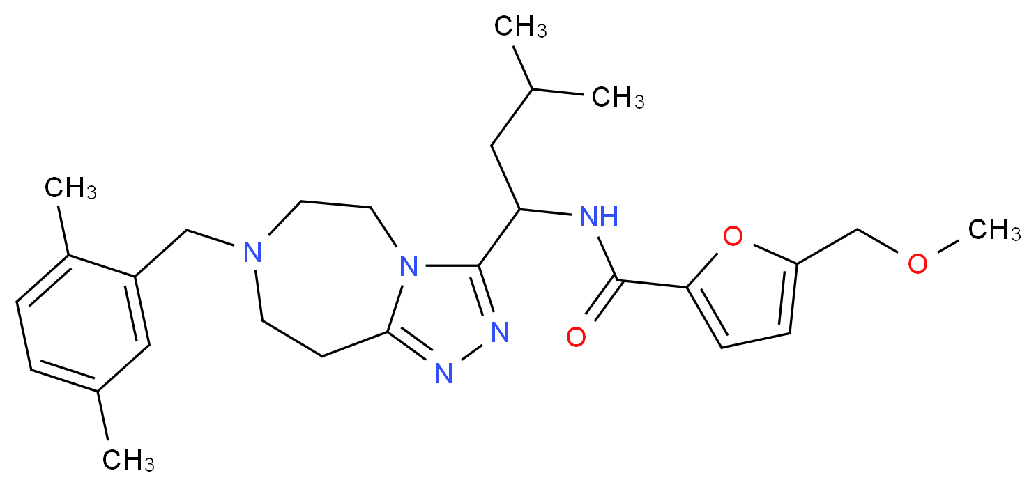 N-{1-[7-(2,5-dimethylbenzyl)-6,7,8,9-tetrahydro-5H-[1,2,4]triazolo[4,3-d][1,4]diazepin-3-yl]-3-methylbutyl}-5-(methoxymethyl)-2-furamide_分子结构_CAS_)