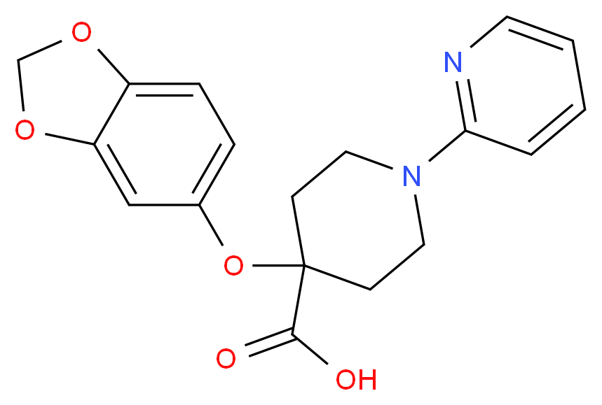 4-(1,3-benzodioxol-5-yloxy)-1-pyridin-2-ylpiperidine-4-carboxylic acid_分子结构_CAS_)