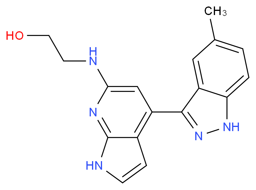 2-{[4-(5-methyl-1H-indazol-3-yl)-1H-pyrrolo[2,3-b]pyridin-6-yl]amino}ethanol_分子结构_CAS_)
